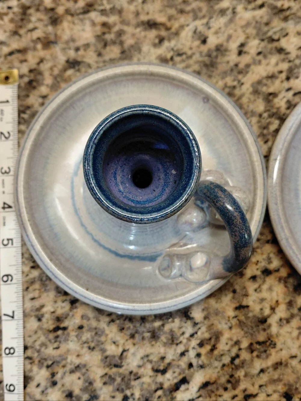 Studio Pottery Glazed Chamberstick Candle Holders Set Of 2 - Picture 2 of 6